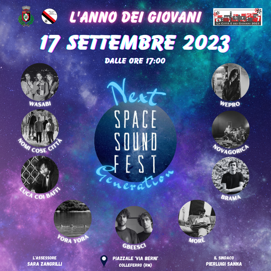 SPACE SOUND FEST: LE NUOVE GENERAZIONI DELLA MUSICA INDIPENDENTE IN SCENA IL 17 SETTEMBRE A COLLEFERRO (RM)