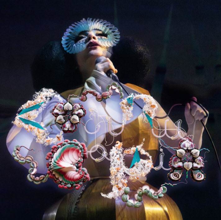 Björk durante lo spettacolo Cornucopia Live